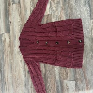 Cable Knit Burgundy Sweater